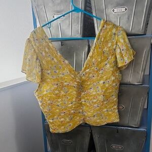 Astr Floral Yellow Crop Top